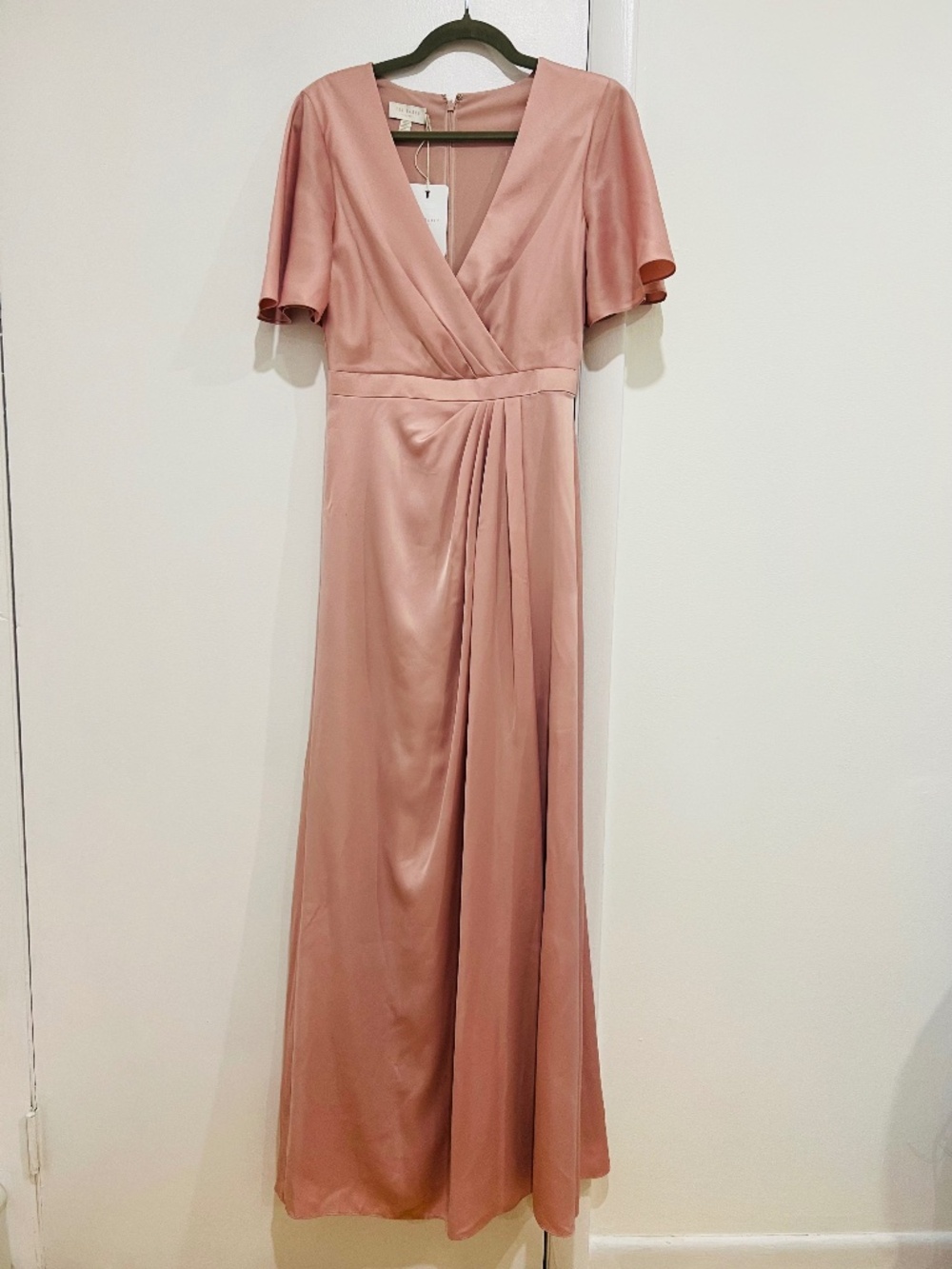 NWT Ted Baker HEDII Short Sleeve Wrap Maxi Dress Dusty Pink/Blush Size 1